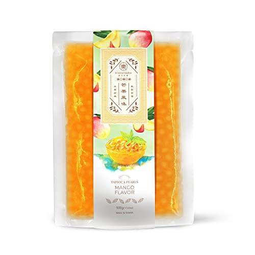 Authentische Taiwan Instant Tapioka-Perlen Boba – Trauben-Geschmack, 500 g (Mango) von ORIENTAL TEA BOX
