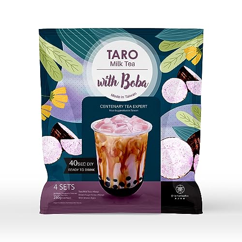 Taro-Milchtee mit Boba-Tapioka-Perlen, Braun, 4 Packungen von ORIENTAL TEA BOX