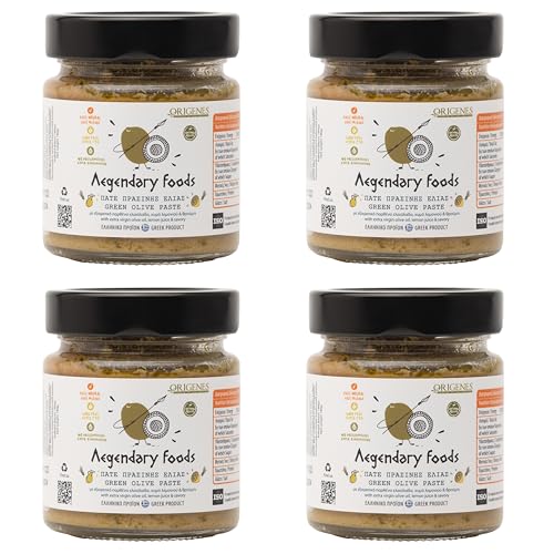 4er-Pack grüne Olivenpasten, handgepflückter grüner Olivenaufstrich, grüne Oliventapenade mit griechischem Bohnenkraut und Zitronensaft 4X180g 4er-Pack grüne Olivenpasten, handgepflückter grüner Olivenaufstrich, grüne Oliventapenade mit griechischem Bohnenkraut und Zitronensaft 4X180g von ORIGENES DEVOTED TO OUR HERITAGE