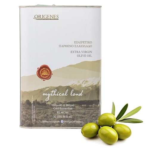 Natives Olivenöl extra, kaltgepresstes Olivenöl, Koroneiki polyphenolreiches natives Olivenöl extra, Olivenöl aus dem Land Sparta, 3-Liter-Kanister von ORIGENES DEVOTED TO OUR HERITAGE