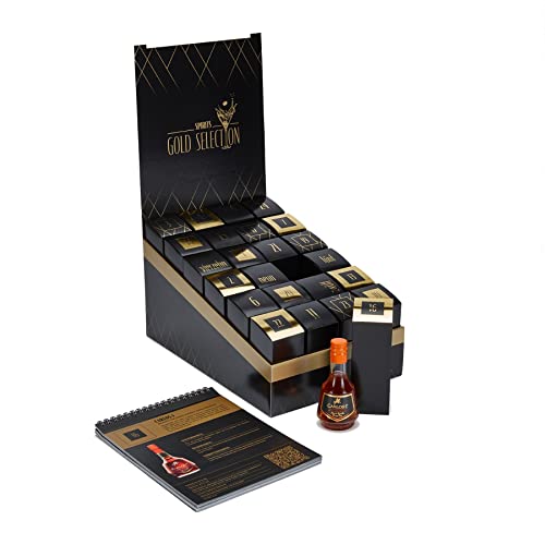 Premium Spirituosen Tasting Box | Whisky, Gin, Rum, Likör | 24 Miniaturflaschen inklusive Booklet mit Verkostungsnotizen und Cocktailrezepten von ORTCI