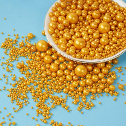OSDUE Essbare Gold Zucker Streusel, 85g Essbare Gold Zuckerperlen Perle Zucker, Dekorperlen aus Zucker, für Tortendeko, Halloween, Thanksgiving, Weihnachtsfeier - Streu Dekor Perlmutt OSDUE Essbare Gold Zucker Streusel, 85g Essbare Gold Zuckerperlen Perle Zucker, Dekorperlen aus Zucker, für Tortendeko, Halloween, Thanksgiving, Weihnachtsfeier - Streu Dekor Perlmutt von OSDUE