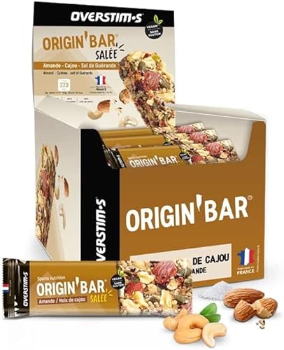 OVERSTIM.s- Origin Bar Salted (25 Riegel) - Veganer und glutenfreier Energieriegel - Ausdauer - Gesund und natürlich - Vegan und glutenfrei - Mandeln und Cashewnüsse von OVERSTIM.s