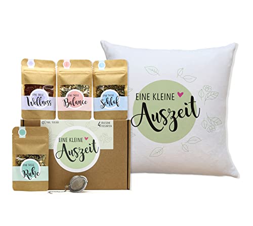 OWLBOOK® Tee Geschenkset Auszeit für Erholung & Entspannung | Tee Geschenke für Frauen | Tee Geschenke für Männer Geschenkset Frauen | Teebox Eine kleine Auszeit mit 4 Sorten Tee und Kissen OWLBOOK® Tee Geschenkset Auszeit für Erholung & Entspannung | Tee Geschenke für Frauen | Tee Geschenke für Männer Geschenkset Frauen | Teebox Eine kleine Auszeit mit 4 Sorten Tee und Kissen von OWLBOOK