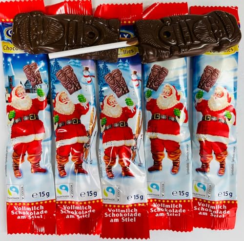 18x 15g OYOY Weihnachtsmann Schokolollies am Stiel aus Vollmilchschokolade I Schoko Nikolaus am Stiel I Ideal als Adventskalender Füllung Kinder oder Weihnachtsfeier Geschenke von OYOY