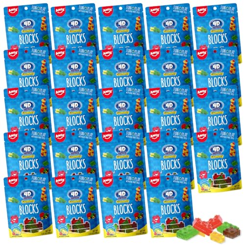 24x Amos 4D Gummy Blocks I Essbare Fruchtgummi Bausteine im 100g Beutel I Ideal für den Kindergeburtstag und als Muffin Deko von OYOY
