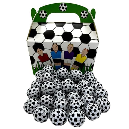 170g Schokofußbälle aus Milchschokolade I ca. 28 Stück I Fair Trade Kakao I plus 1x Fußball-Geschenkbox aus Karton I Ideal als Mitgebsel und für Kindergeburtstage von OYOY
