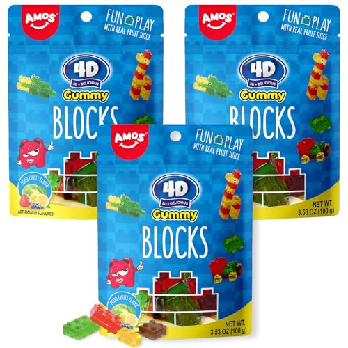 3x Amos 4D Gummy Blocks I Essbare Bausteine im 100g Beutel I Ideal für den Kindergeburtstag und als Muffin Deko von OYOY