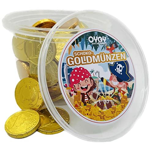 510g Goldmünzen aus Milchschokolade in einem Oyoy EimerI ca. 68 Goldmünezn I Goldtaler aus Schokolade I ideal als Mitgebsel,für Schatzsuchen und für Kindergeburtstage I Schokoladengeschenk von OYOY