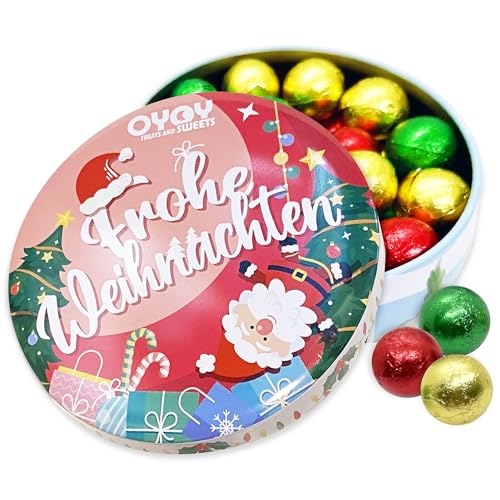 OYOY Geschenkbox Weihnachten gefüllt mit Weihnachtsschokolade I Süßigkeiten Box mit je 200g Schokokugeln Weihnachten I Ideal für Nikolaus Geschenke als Adventskalender Füllung I Schokolade Geschenk von OYOY