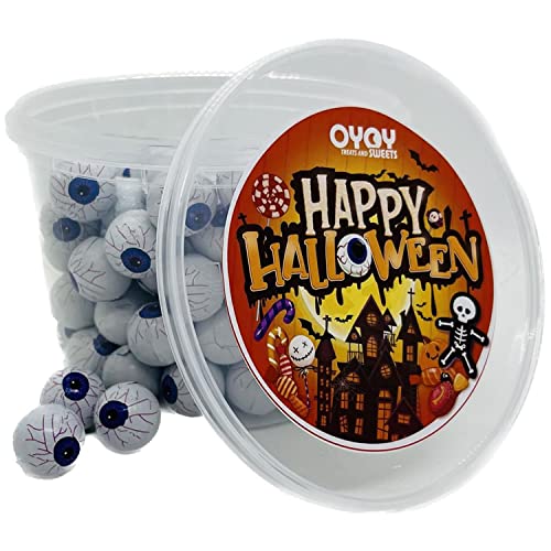 OYOY Halloween Augen aus Milchschokolade I im 500g Party Bucket I ca. 90 Stück I plus gruseligen Halloweensticker von OYOY