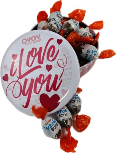 OYOY I Love You Geschenkbox gefüllt mit ca. 150g Kinder Schoko-Bons I Geschenkset Schokolade ideal für Valentinstag oder Jahrestag Geschenk von OYOY