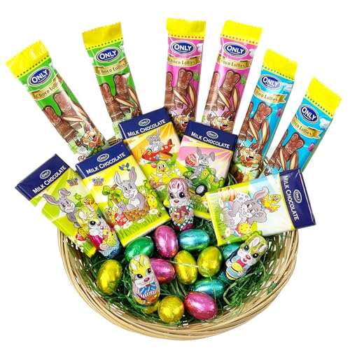 OYOY Osterkörbchen gefüllt mit Osterhasen am Stil, Ostertäfelchen, Osterhasen und Ostereier I Ostergeschenke für Kinder von OYOY
