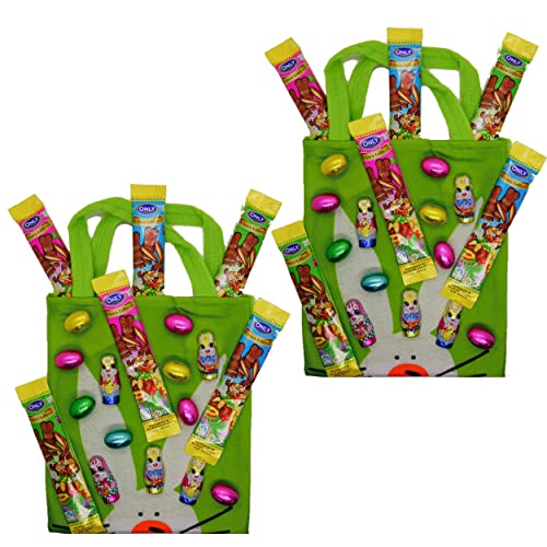EINE Ostertasche gefüllt mit 175g Schokoladen von Only I 6 Schololollies und 85g Schokoladenhasen und Eier I Fair Trade Kakao von OYOY
