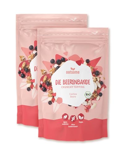 OATSOME® 2er Bundle Beerenbande | Crunchy Toppings | Sparset | Cashew & Beere | Extra Crunchy | Für Bowls & Müsli | Granola | Vegan | Ohne Zuckerzusatz | Bio & 100% Natürlich | 2x190g von Oatsome