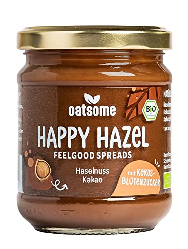 OATSOME® Happy Hazel | Feelgood Spread | Haselnuss & Kakao | Frühstück | Cremiger Aufstrich | Vegan, Ohne Raffinierten Zucker & Ohne Palmöl, Bio & 100% Natürlich | Cremiger Snack | 400g von Oatsome