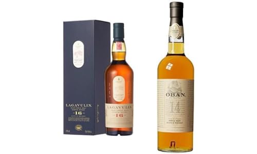 Oban 14 Jahre | Single Malt Scotch Whisky | mit Geschenkverpackung | aromatischer Bestseller mit Charakter | handverlesen aus den Highlands | 40% vol | 700ml & Lagavulin 16 Jahre | 700ml von Lagavulin