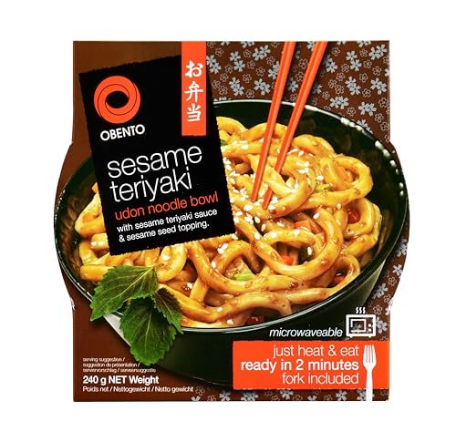 Obento Sesame Teriyaki Udon Bowl, Fertiggericht für die Mikrowelle, 240 g von Obento