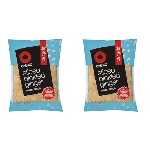 Obento Sliced Pickled Ginger (Eingelegter Ingwer in Scheiben), 1 kg (Packung mit 2) von Obento