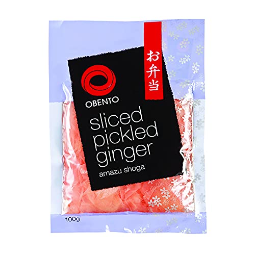 Obento Sliced Pickled Ginger Pink (Eingelegter Ingwer Pink in Scheiben), 100 g von Obento