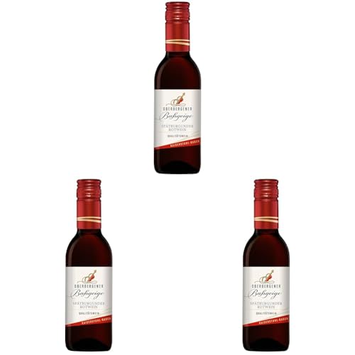 Oberbergener Baßgeige Spätburgunder QbA feinherb, 0,25l I Wald- & Brombeere I Ideal zu Wild & Steak I 4-5 Jahre Lagerdauer (Packung mit 3) von Oberbergener Baßgeige