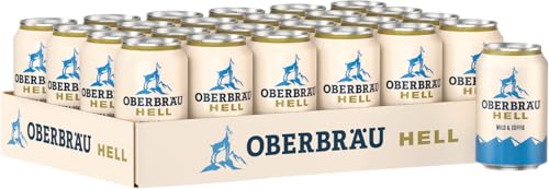 Oberbräu Hell, mild süffiges Helles Bier aus Bayern, Dosenbier EINWEG (24 x 0.33 L) von Oberbräu