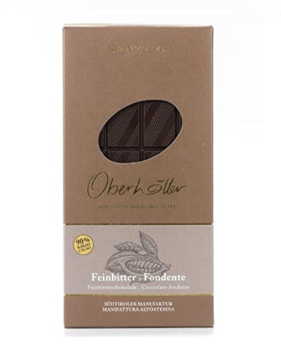 Oberhöller Feinbitter Schokolade, 100 g - 90% Kakao, 100% gentechnikfrei, ohne Konservierungsmittel, Bean-to-Bar, Qualitätsprodukt Made in Südtirol von Oberhöller Finest Gourmet Chocolate
