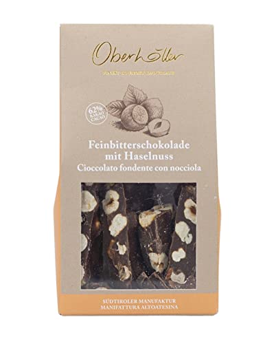 Oberhöller Feinbitter Schokolade mit Haselnuss, 100 g - Bruchschokolade 100% gentechnikfrei, ohne Konservierungsmittel, Bean-to-Bar, Qualitätsprodukt Made in Südtirol von Oberhöller Finest Gourmet Chocolate