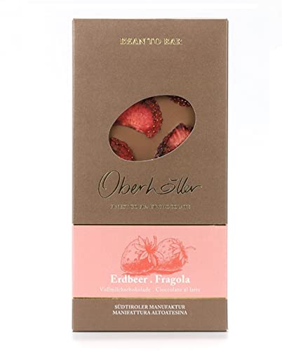 Oberhöller Vollmilchschokolade mit Erdbeere, 100 g - 100% gentechnikfrei, ohne Konservierungsmittel, Bean-to-Bar, Qualitätsprodukt Made in Südtirol von Oberhöller Finest Gourmet Chocolate