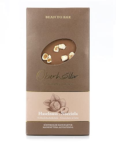 Oberhöller Vollmilchschokolade mit Haselnuss, 100 g - 100% gentechnikfrei, ohne Konservierungsmittel, Bean-to-Bar, Qualitätsprodukt Made in Südtirol von Oberhöller Finest Gourmet Chocolate