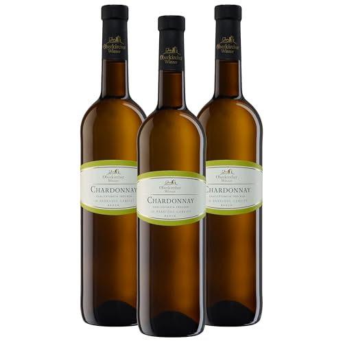Oberkircher Winzer Chardonnay Barrique Qualitätswein trocken - VINUM NOBILE - Weißwein trocken mit eleganter Säure - Badischer Wein, Anbaugebiet Ortenau (3 x 0,75l) von Oberkircher Winzer