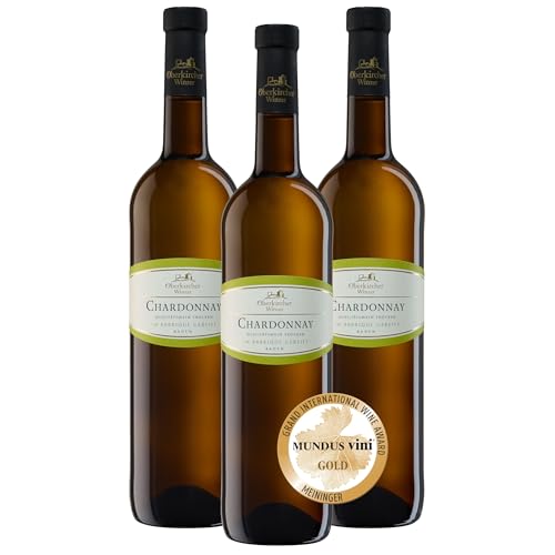 Oberkircher Winzer Chardonnay Barrique Qualitätswein trocken - VINUM NOBILE - Weißwein trocken mit eleganter Säure - Badischer Wein, Anbaugebiet Ortenau (3 x 0,75l) von Oberkircher Winzer