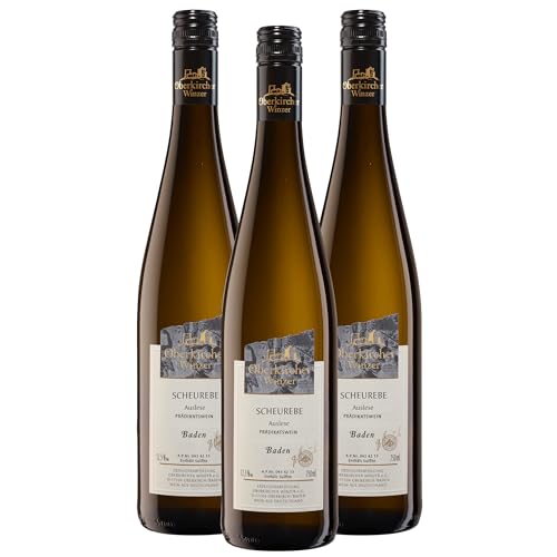 Oberkircher Winzer Scheurebe Auslese - COLLECTION OBERKIRCH - erfrischende Säure mit viskoser Fruchtsüße, opulent und langanhaltend fruchtig - Badischer Wein, Anbaugebiet Ortenau (3 x 0,375l) von Oberkircher Winzer