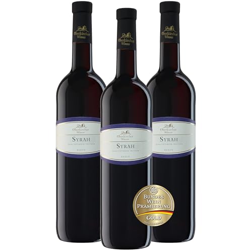 Oberkircher Winzer Syrah Qualitätswein trocken - VINUM NOBILE - Rotwein mit dichter Aromenvielfalt, anregend und würzig frisch - Badischer Wein, Anbaugebiet Ortenau (3 x 0,75l) von Oberkircher Winzer