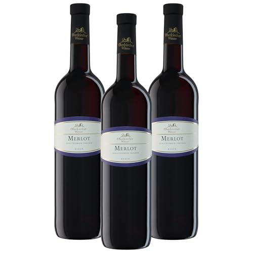 Oberkircher Winzer Merlot trocken - VINUM NOBILE - Rotwein ausgezeichnet mit GOLD Mundus Vini, angenehm weich & füllig im Geschmack, Qualitätswein aus Baden (3 x 0,75l) von Oberkircher Winzer