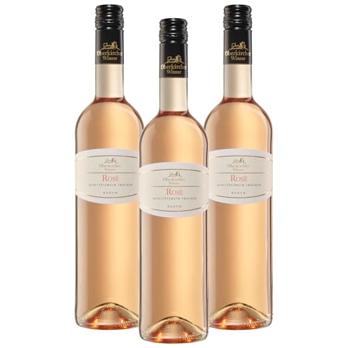 Oberkircher Winzer Rosé trocken - VINUM NOBILE - Roséwein Cuvée aus Spätburgunder & Merlot mit Aromen von Erdbeeren, Himbeeren & roten Stachelbeeren, Qualitätswein aus Baden (3 x 0,75l) von Oberkircher Winzer