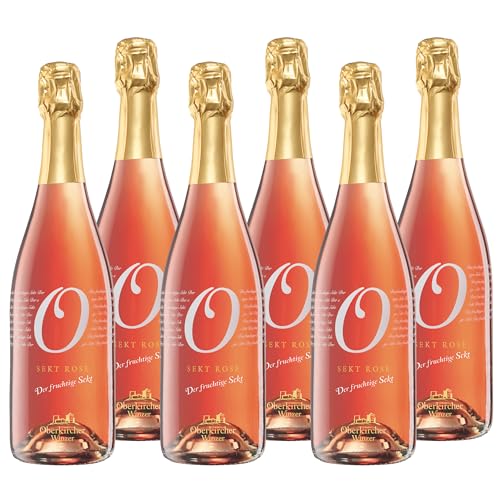 Oberkircher Winzer Sekt Cuvée Rosé trocken - COLLECTION "O" - prickelnd frischer, trocken ausgebauter Rosé Sekt - Badischer Sekt, Anbaugebiet Ortenau (6 x 0,75l) von Oberkircher Winzer