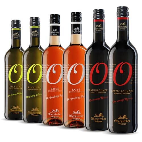 Oberkircher Winzer Wein-Paket COLLECTION "O" - Weißwein (Riesling), Rosé & Rotwein feinherb - mild im Geschmack, ideal als Wein-Geschenk, deutscher Wein aus Baden (6 x 0,75l) von Oberkircher Winzer
