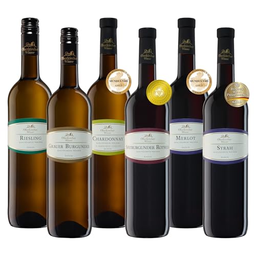 Oberkircher Winzer Wein Probierpaket - VINUM NOBILE - Riesling, Grauburgunder, Chardonnay, Spätburgunder, Merlot, Syrah - Premium Weißweine & Rotweine trocken aus Baden (6 x 0,75l) von Oberkircher Winzer