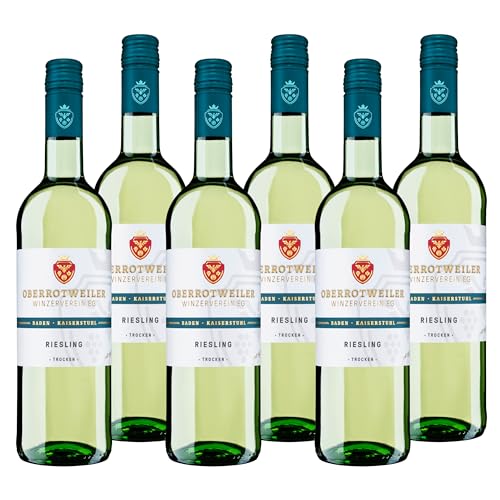 Oberrotweiler Riesling QbA trocken - Weißwein trocken, frisch und fruchtig im Geschmack - Badischer Wein, Anbaugebiet Kaiserstuhl (6 x 0,75 l) von Oberrotweiler Winzerverein eG