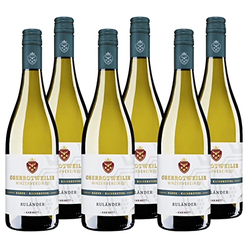 Oberrotweiler Ruländer Kabinett - Weißwein lieblich, fruchtig, elegant im Geschmack - Badischer Wein mit Goldmedaille vom Weinbauverband, Anbaugebiet Kaiserstuhl (6 x 0,75 l) von Oberrotweiler Winzerverein eG