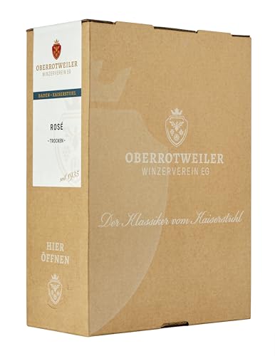 Oberrotweiler Wein-Box Rosé 3 Liter QbA trocken - Zarte Fruchtaromen nach Pfirsich, Apfel und Zitrusfrüchten - Badischer Wein, Anbaugebiet Baden, 1 x 3,0 l Bag-in-Box von Oberrotweiler Winzerverein eG