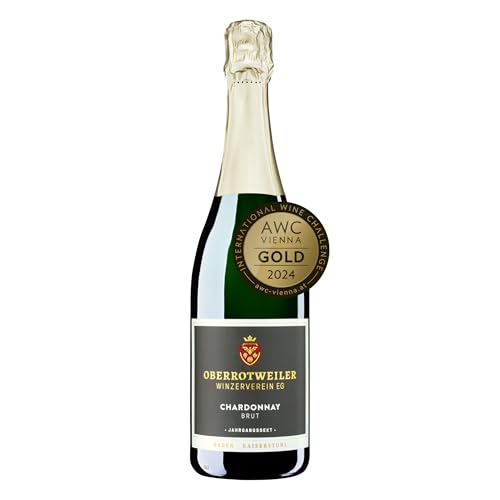 Oberrotweiler Chardonnay Sekt Brut FLASCHENGÄRUNG - hochwertiges Sekt-Geschenk für Frauen und Männer, Badischer Winzersekt (1 x 0,75l) von Oberrotweiler Winzerverein eG