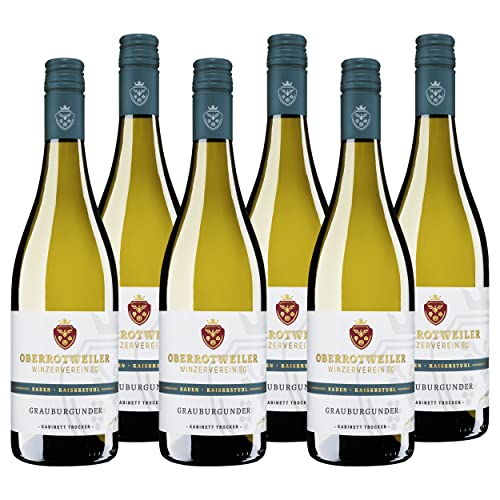 Oberrotweiler Grauer Burgunder Kabinett trocken - Weißwein trocken, fruchtig frisch im Geschmack - Badischer Wein, Anbaugebiet Kaiserstuhl (6 x 0,75 l) von Oberrotweiler Winzerverein eG