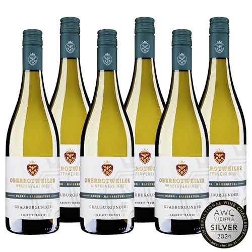 Oberrotweiler Grauer Burgunder Kabinett trocken - Gault & Millau 2024 Auszeichnung - Weißwein trocken, fruchtig & frisch - Anbaugebiet Kaiserstuhl, Baden (6 x 0,75 l) von Oberrotweiler Winzerverein eG