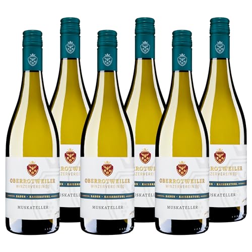 Oberrotweiler Muskateller QbA - Weißwein lieblich, frisch fruchtig süß im Geschmack - Badischer Qualitäts-Wein, Anbaugebiet Kaiserstuhl (6 x 0,75 l) von Oberrotweiler Winzerverein eG
