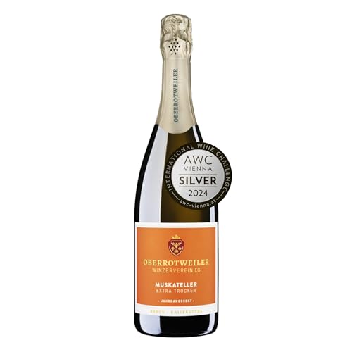 Oberrotweiler Muskateller Sekt extra trocken – Gault & Millau 2025 Prämierung – Klassische Flaschengärung, fruchtig & aromatisch mit Akazienblüten & reifen Früchten, Badischer Winzersekt (1 x 0,75l) von Oberrotweiler Winzerverein eG