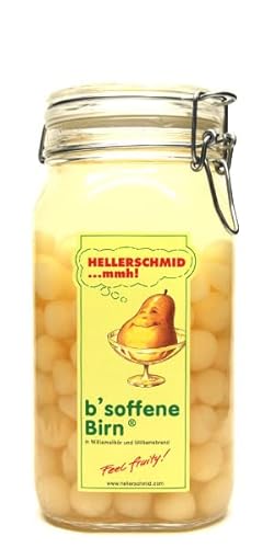Obst Hellerschmid b'soffene Birn Birnenbällchen eingelegt in eine süße Mischung aus Williams-Likör und Williams-Brand 1,5 Liter Obst Hellerschmid b'soffene Birn Birnenbällchen eingelegt in eine süße Mischung aus Williams-Likör und Williams-Brand 1,5 Liter von Obst