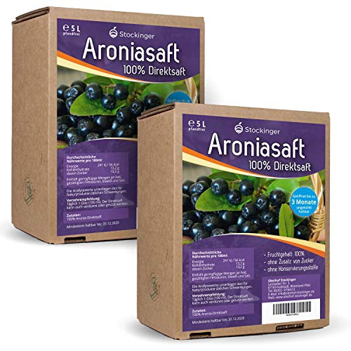 2 x 5L Obsthof Stockinger Aroniasaft - Muttersaft Bag in Box Aronia - Direktsaft , Sparpaket von Obsthof Matthias Stockinger