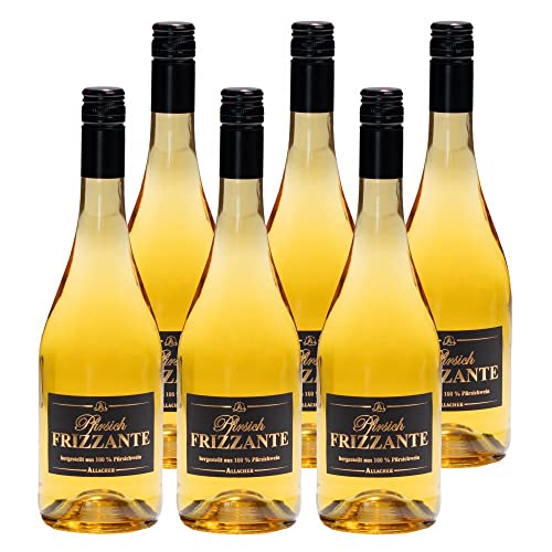 ALLACHER Pfirsich-Frizzante – aus 100% Pfirsichwein - erfrischender Pfirsich Secco 7% vol. - Fruchtsecco - ideale Geschenkidee (6 x 0,75 l) von Obstland-Kellerei ALLACHER